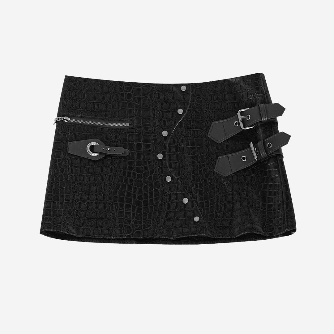 LOW-WAIST PYTHON SKIRT - 달링유어배드