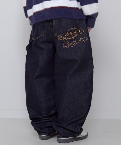 BONE DOG DOUBLE KNEE PANTS [INDIGO BLACK]