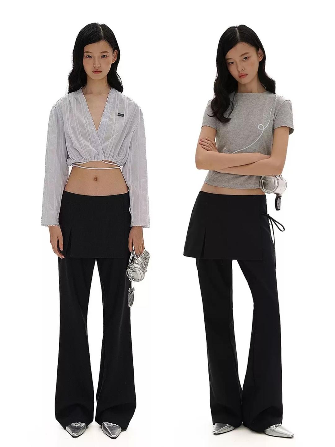 MOROMORO2 Curtain Strap Flared Pants