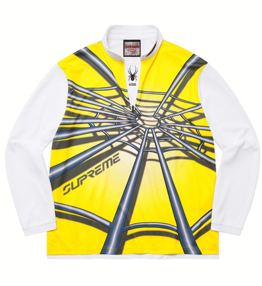 정품 슈프림 한정판 스파이더 웹 하프 짚 풀오버 옐로우