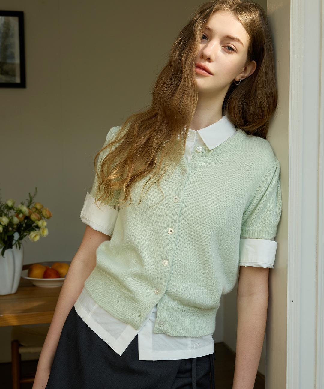 Pineh Mohair Half Cardigan (Mint)