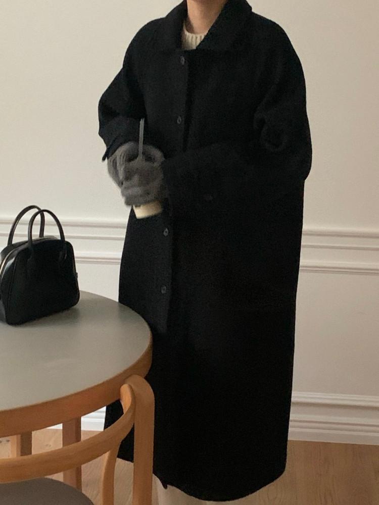 오브젝트 지블링 싱글 코트 울 알파카 롱 ct (3col)