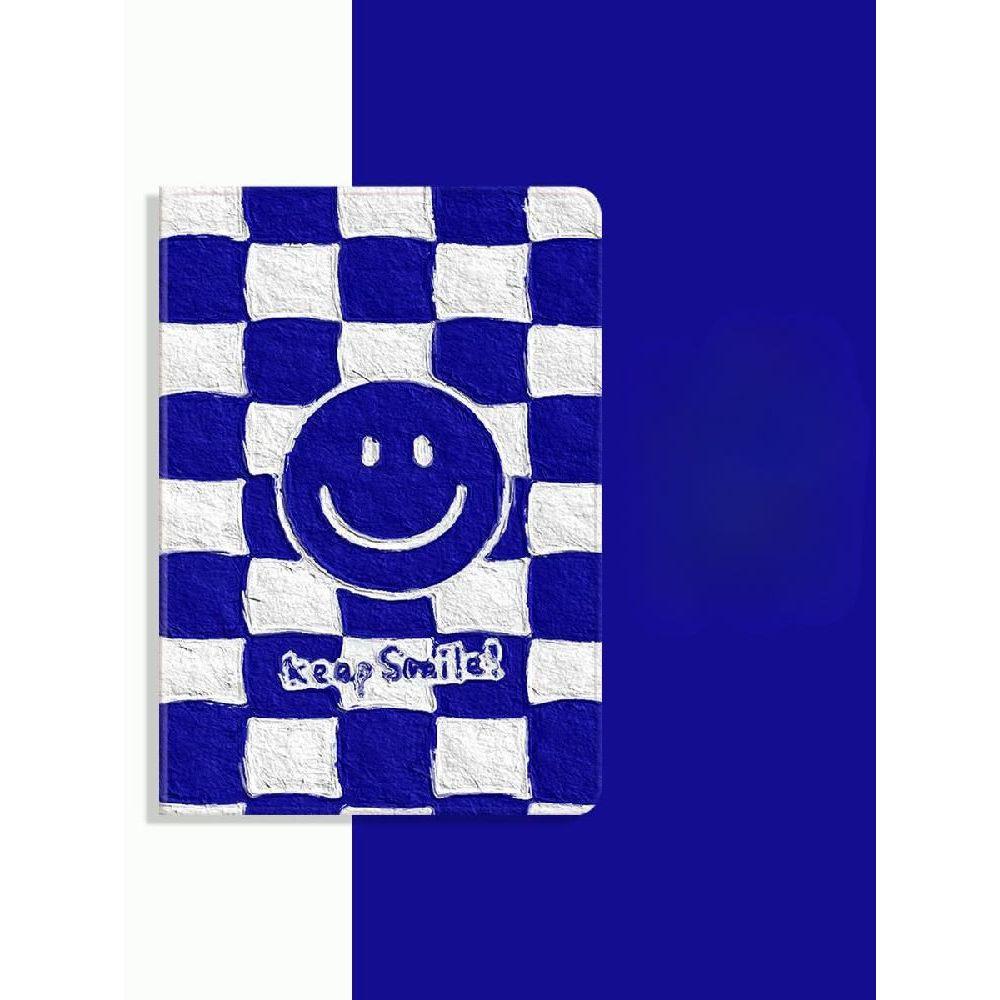 keep smile 블루 앤 화이트 체커보드 스마일 아이패드 케이스 태블릿 커버