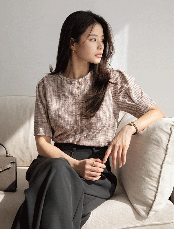 M. 러비 트위드 반팔 티셔츠 (2col)<span style=font-size:0pt