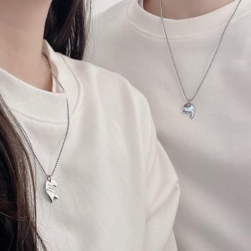 커플추천🖤1+1 써지컬스틸 하트 퍼즐 목걸이 커플우정