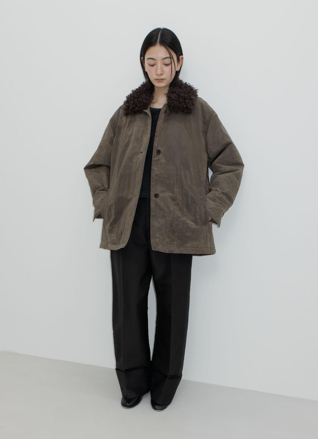 25FW COLLAR FUR COAT / KHAKI