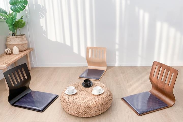 오구 좌식 의자 등받이 방석 원목 의자 식당 거실