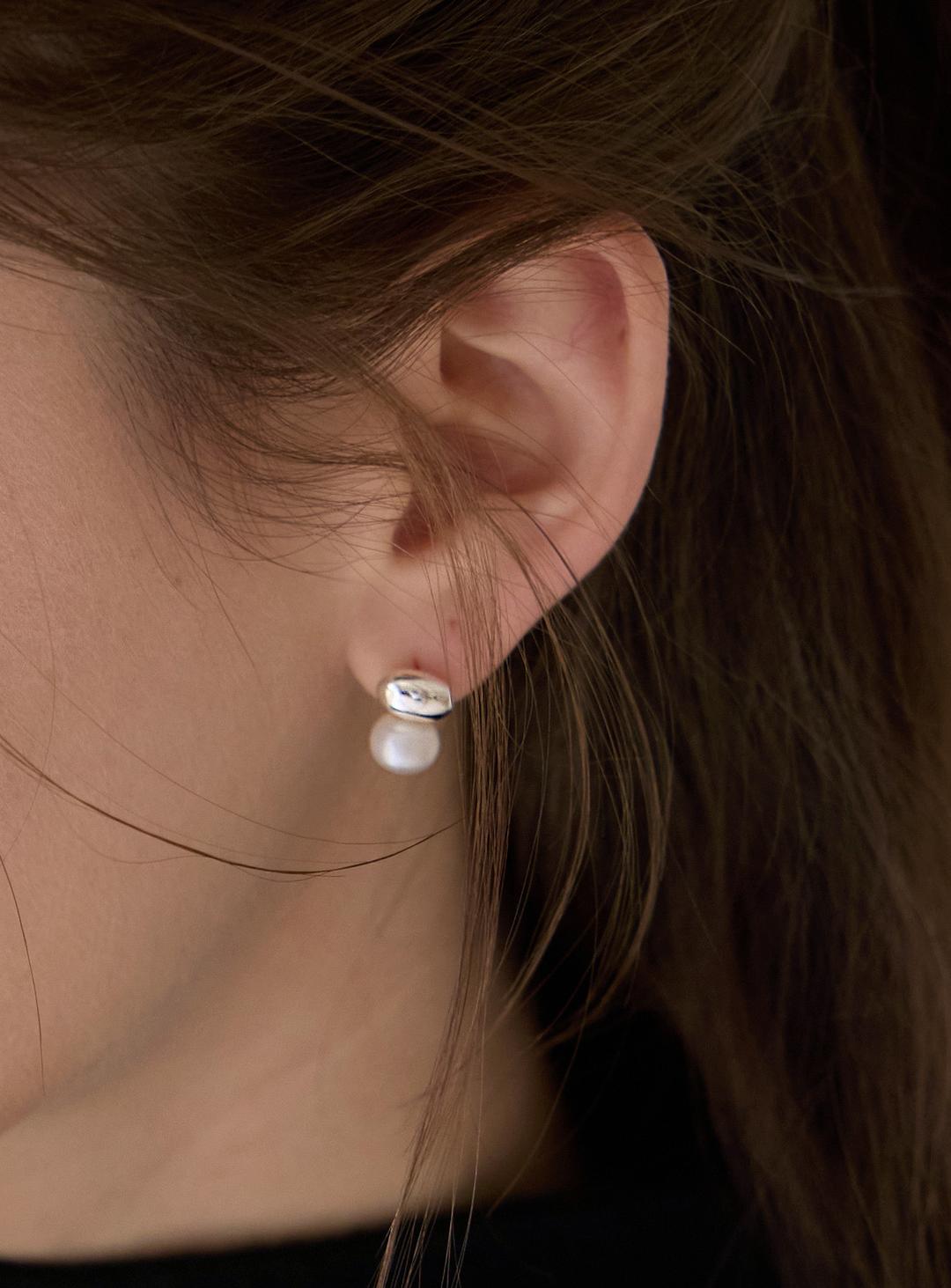 [김연아,오하영착용][실버925] 담수진주 워터 빈 귀걸이