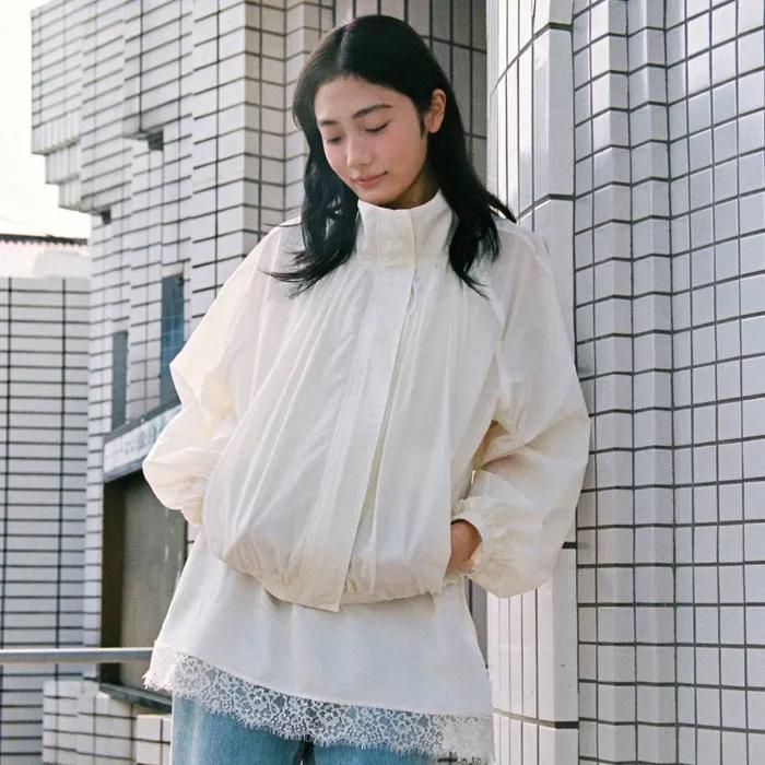 PIORA SHIRRING BLOUSON_CREAM