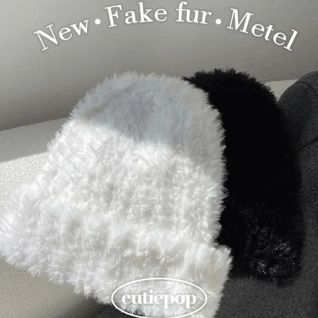 ⛄퍼비니⛄ 데일리 겨울 러블리 모자 메텔 퍼 비니 [2color] / (방한 에스키모 니트 버킷햇 귀도리 바라클라바 털 페이크퍼 뽀송 푸들 벙거지)