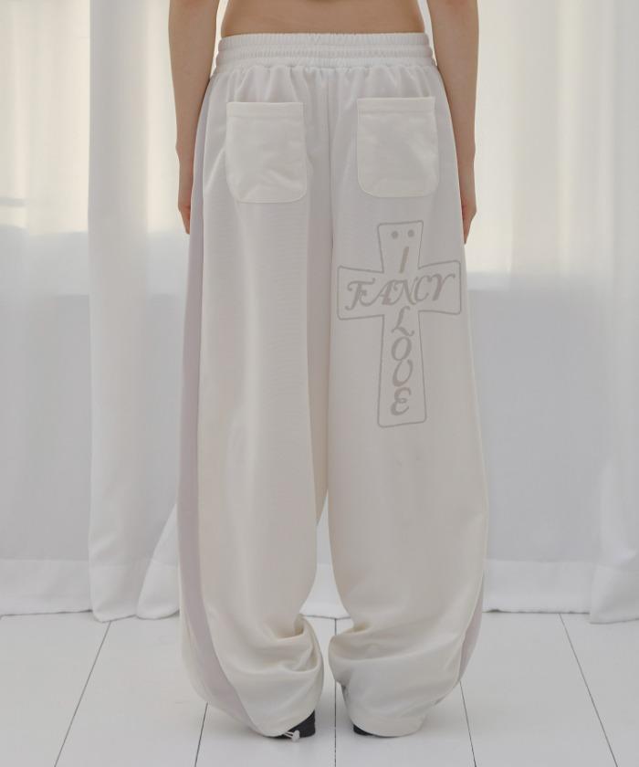 FROSS GLOSSY TRACK PANTS (IVORY) F26QD162