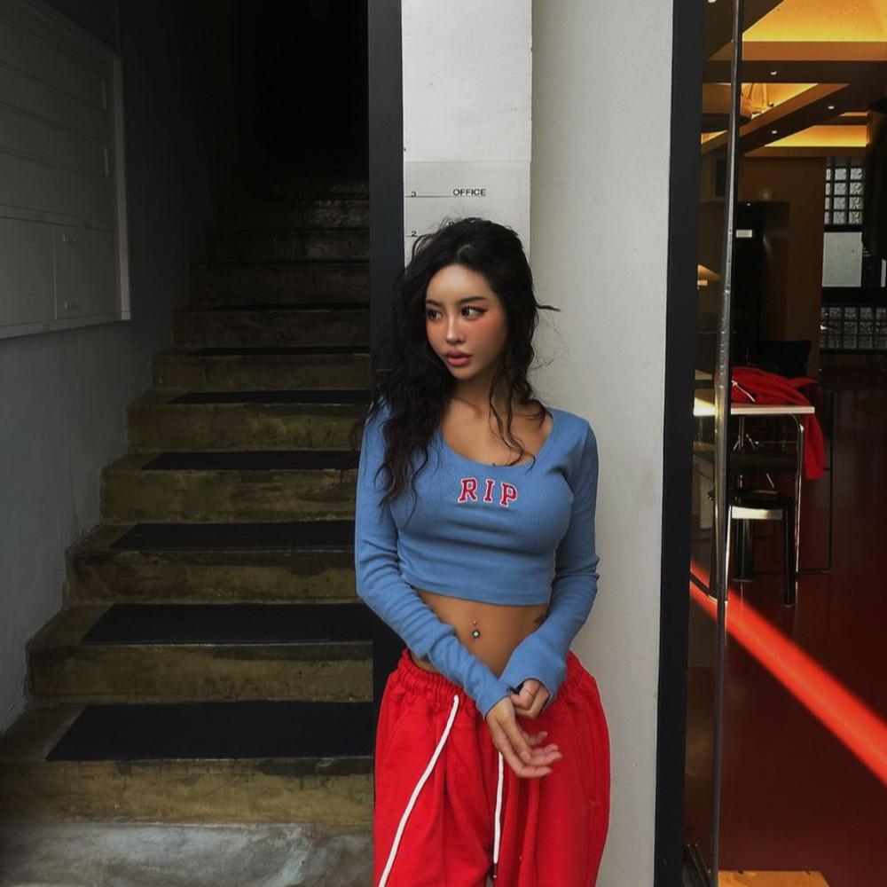 woman 레스트 골지 크롭 긴팔티셔츠 3color