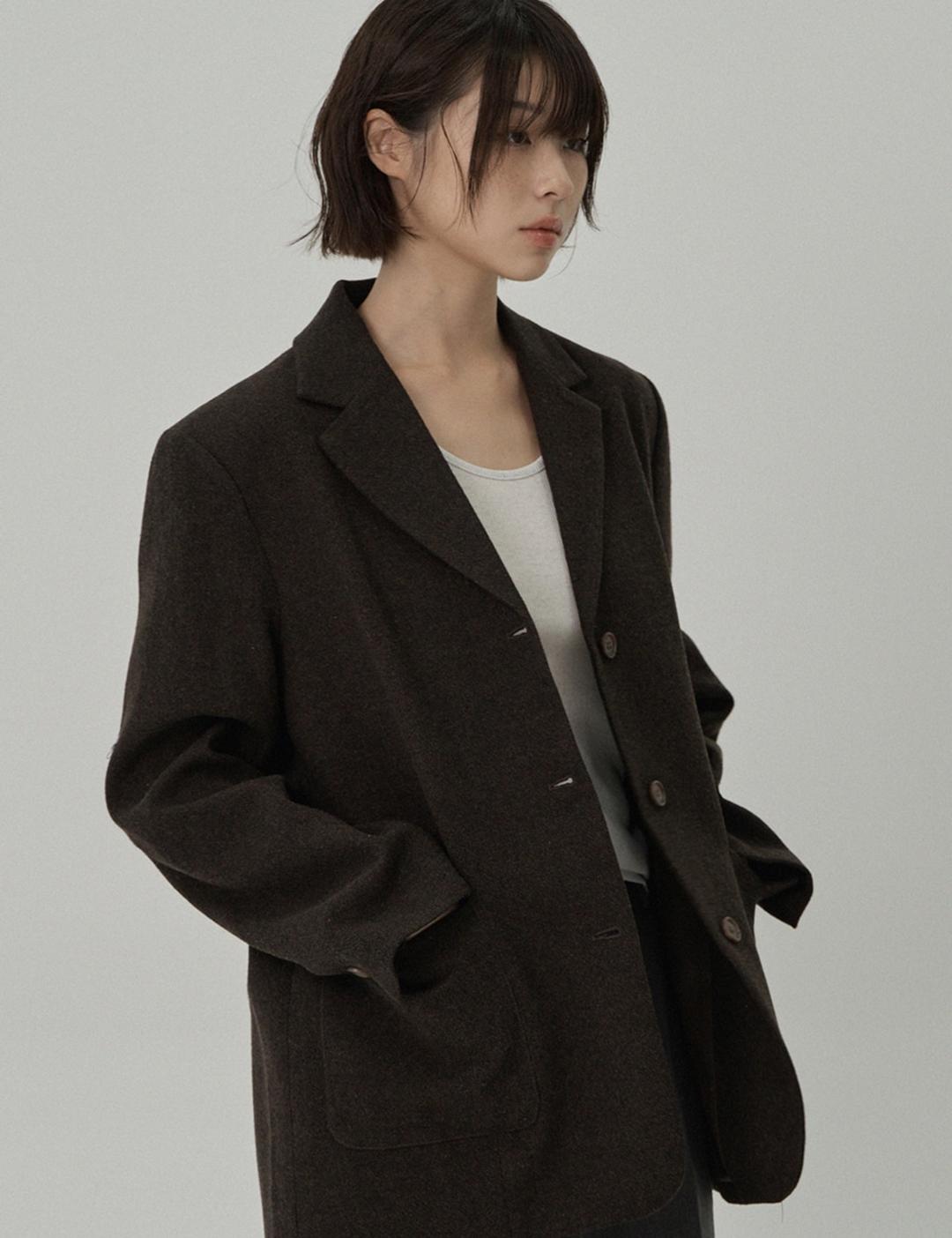 [11월7일 순차출고 예정] (woman) 프리미엄 울 블레이저 자켓_Brown