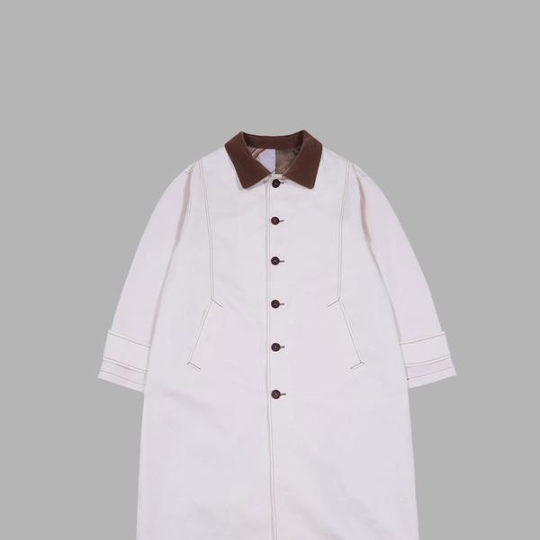 CORDUROY COLLAR MAC COAT (BEIGE)
