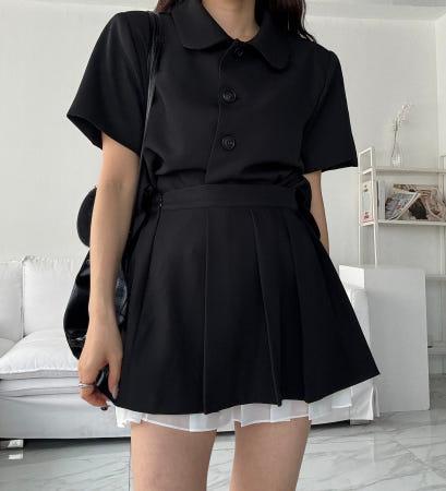이런 상품 어때요? [무배] 주름 레이어드 뒷밴딩 미니 스커트 (2color)