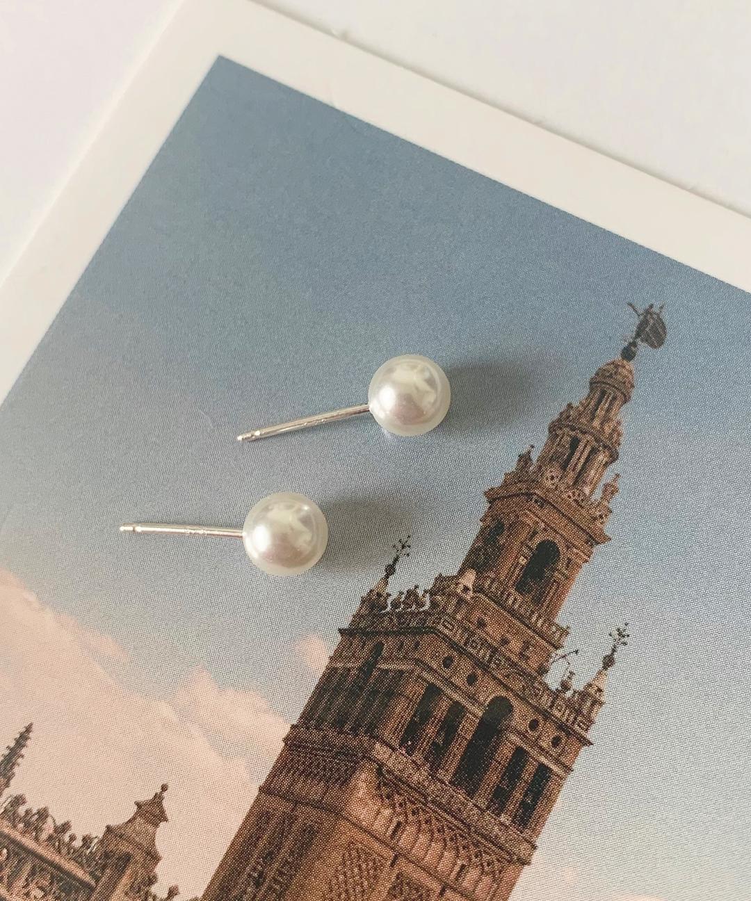 프롤로그이어링 [실버925] 뽀얀 진주귀걸이 실버귀걸이 4mm/6mm/8mm ( 하객룩 혼주귀걸이 귀걸이세트 )