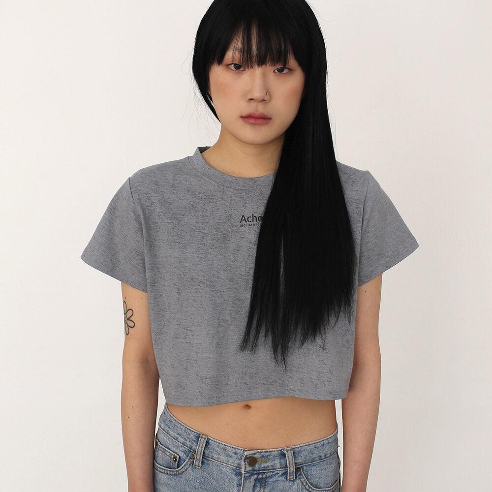 나염 빈티지 반팔 반크롭티_딥그레이