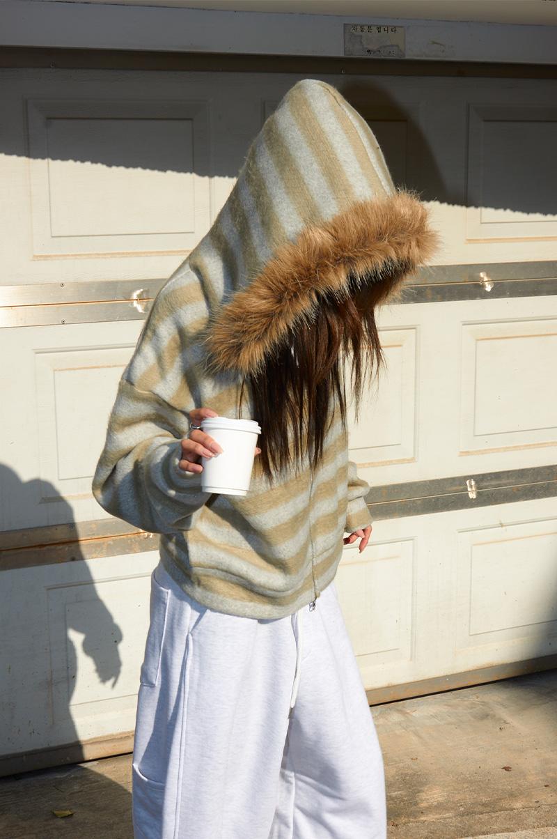 SERAPHINE STRIPE FUR HOODIE