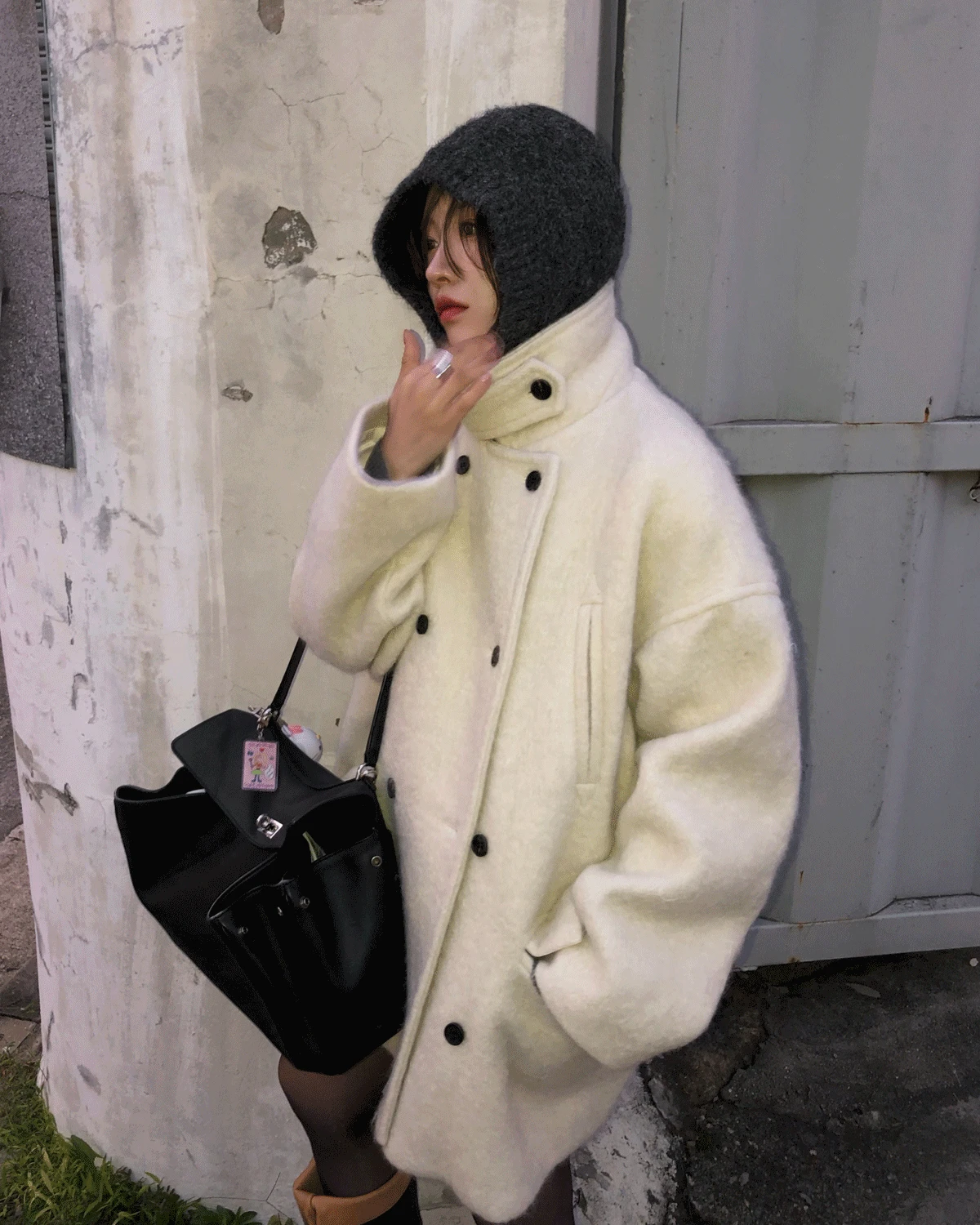 25FW H Q*MK PICK!) MOHAIR DOUBLE HALF COAT(3COLOR)