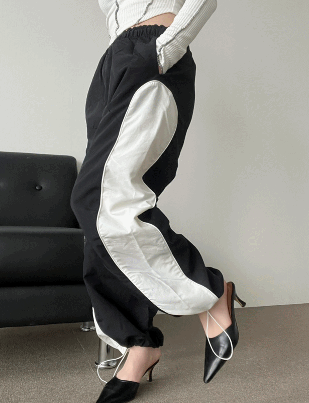나일론 사이드 배색 조거팬츠