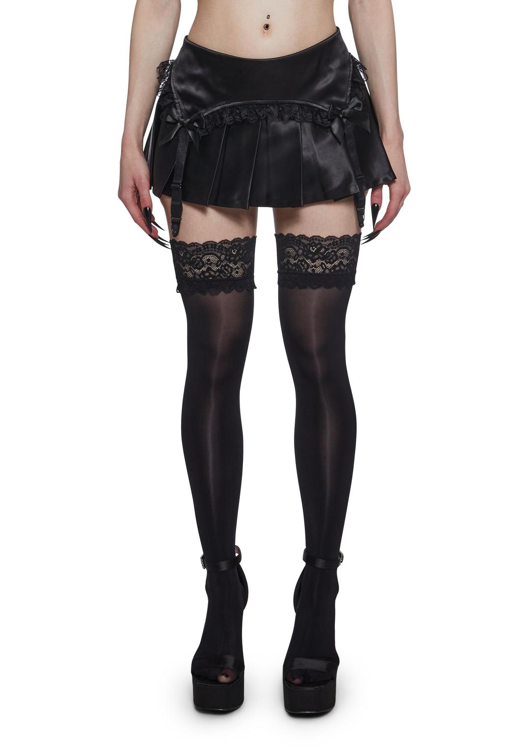 Phenomenon Garter Mini Skirt - BLACK / LARGE