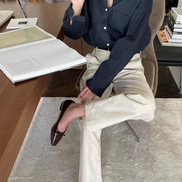 Slim Square Toe Ribbon Flat  < S22032 > 슬림 스퀘어 토 리본 플랫  6컬러 1cm / 3cm