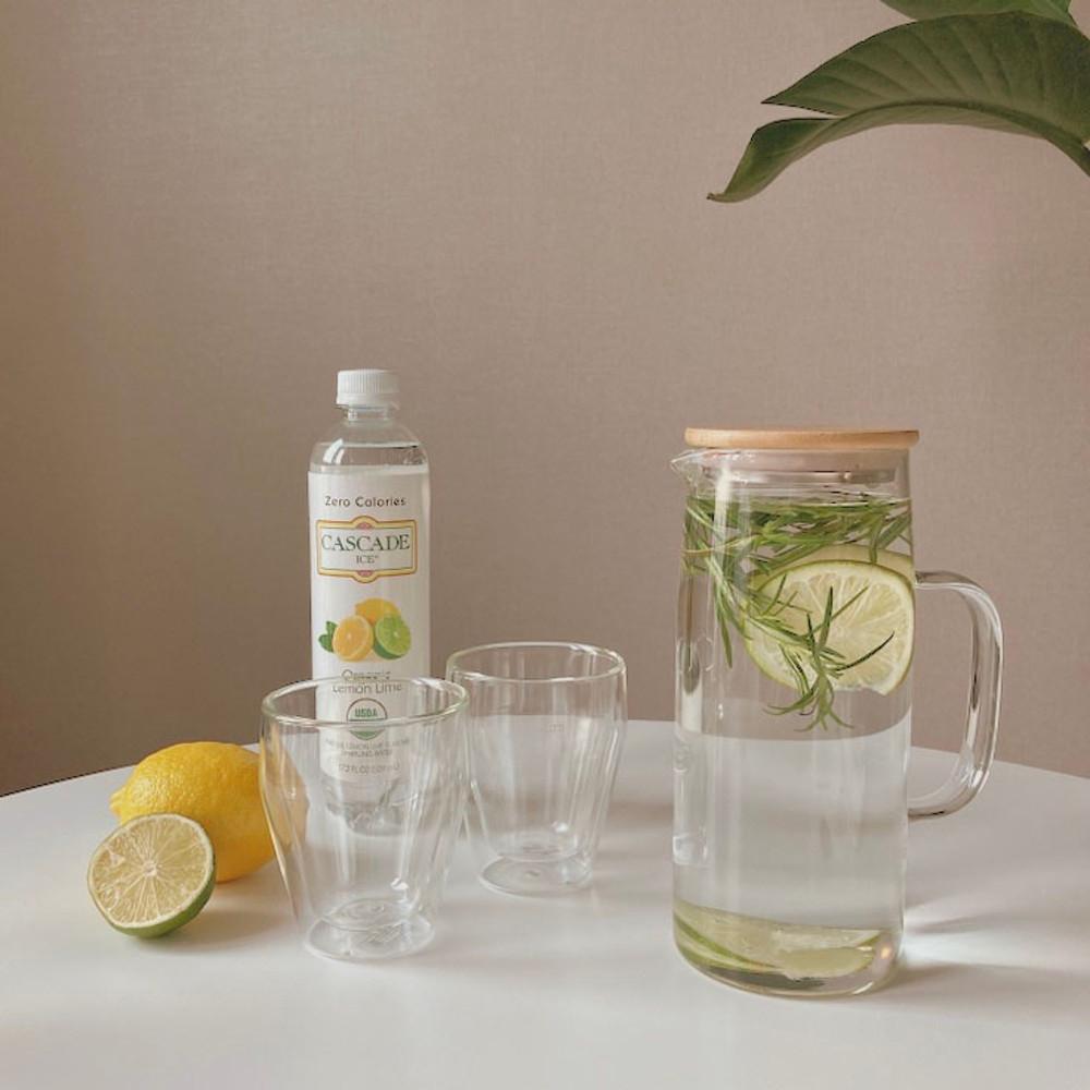 티도요 우드 내열 유리 물병 홈카페 보틀 워터 저그 1000ml (1L)