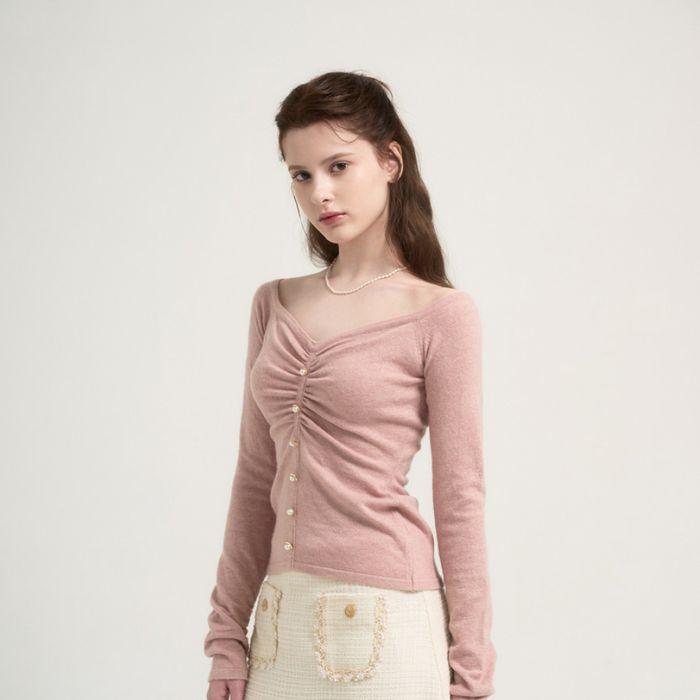 Daphne off-shoulder knit [Shy rose]
