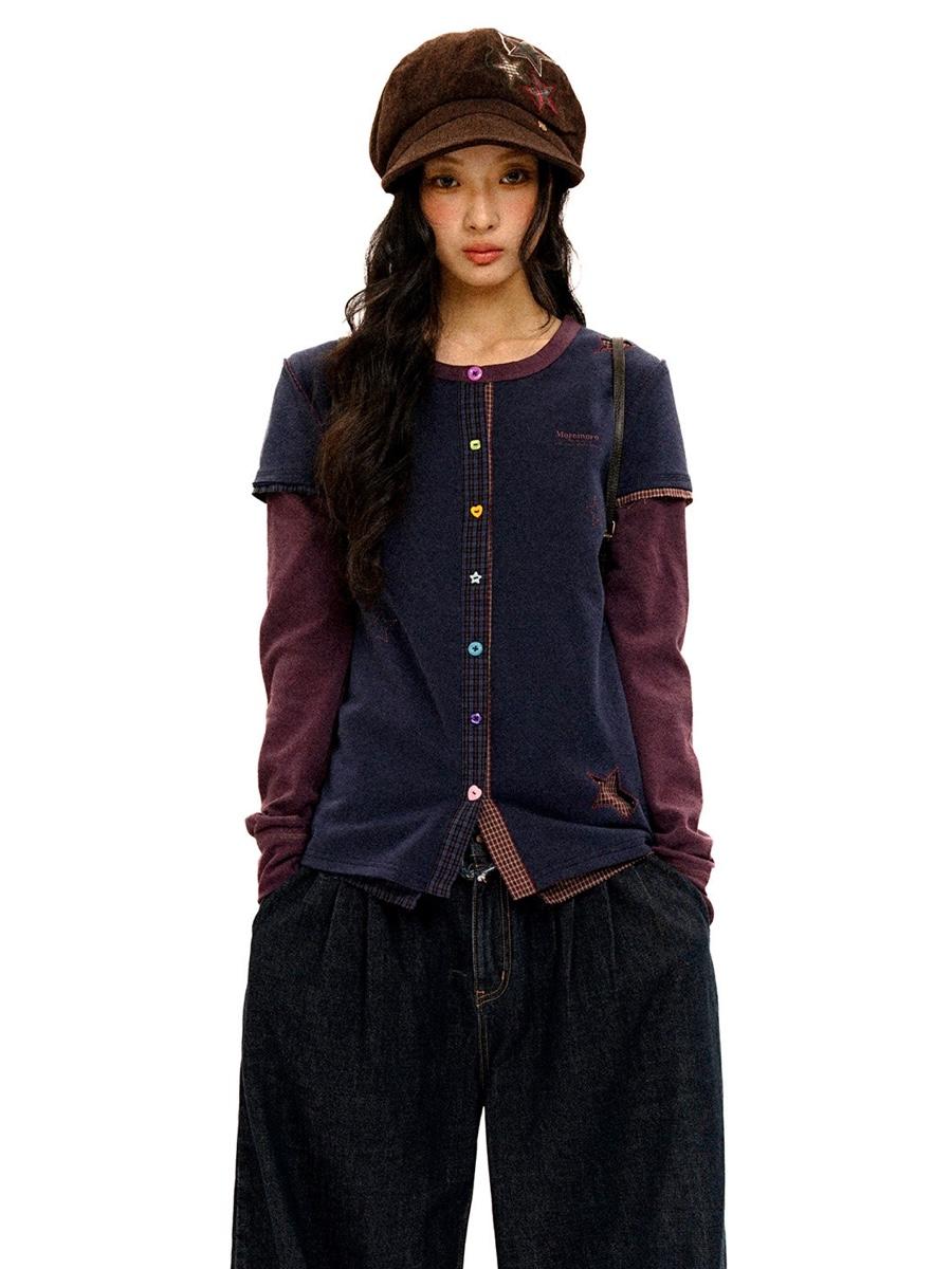 MOROMORO2 Astra Layered Button Cardigan