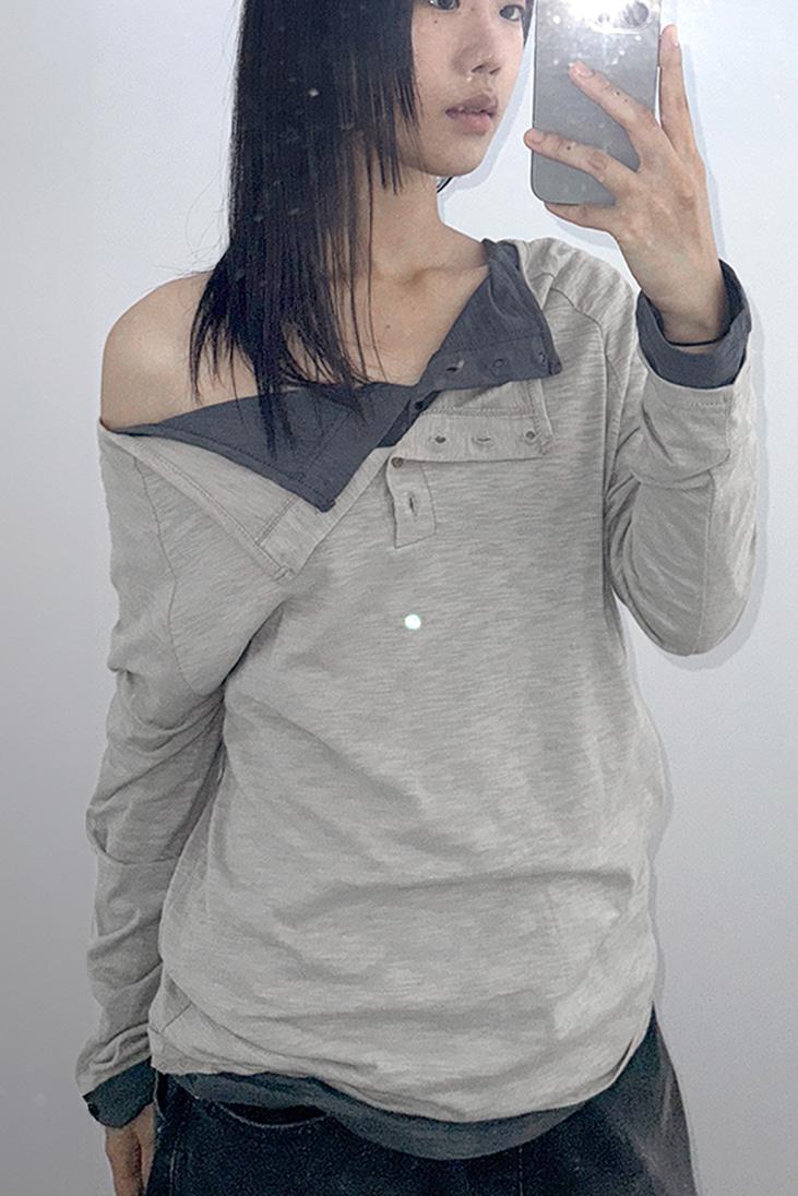SLUB HENLEY-NECK TEE