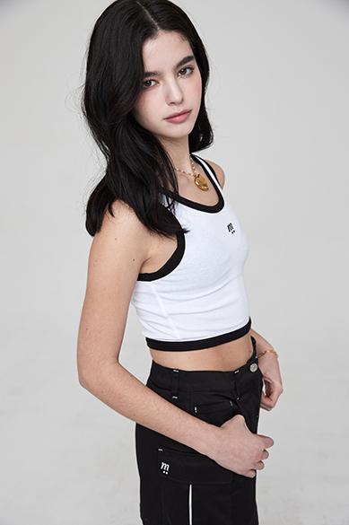 [르세라핌 사쿠라, 에이핑크 오하영 착용] mii 골지 크롭 탱크탑 화이트