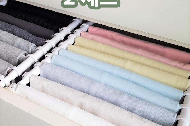 [2세트] 신개념 서랍장 옷정리 수납도구 디오거나이저 (압축봉 4개 + 옷걸이판 20개)