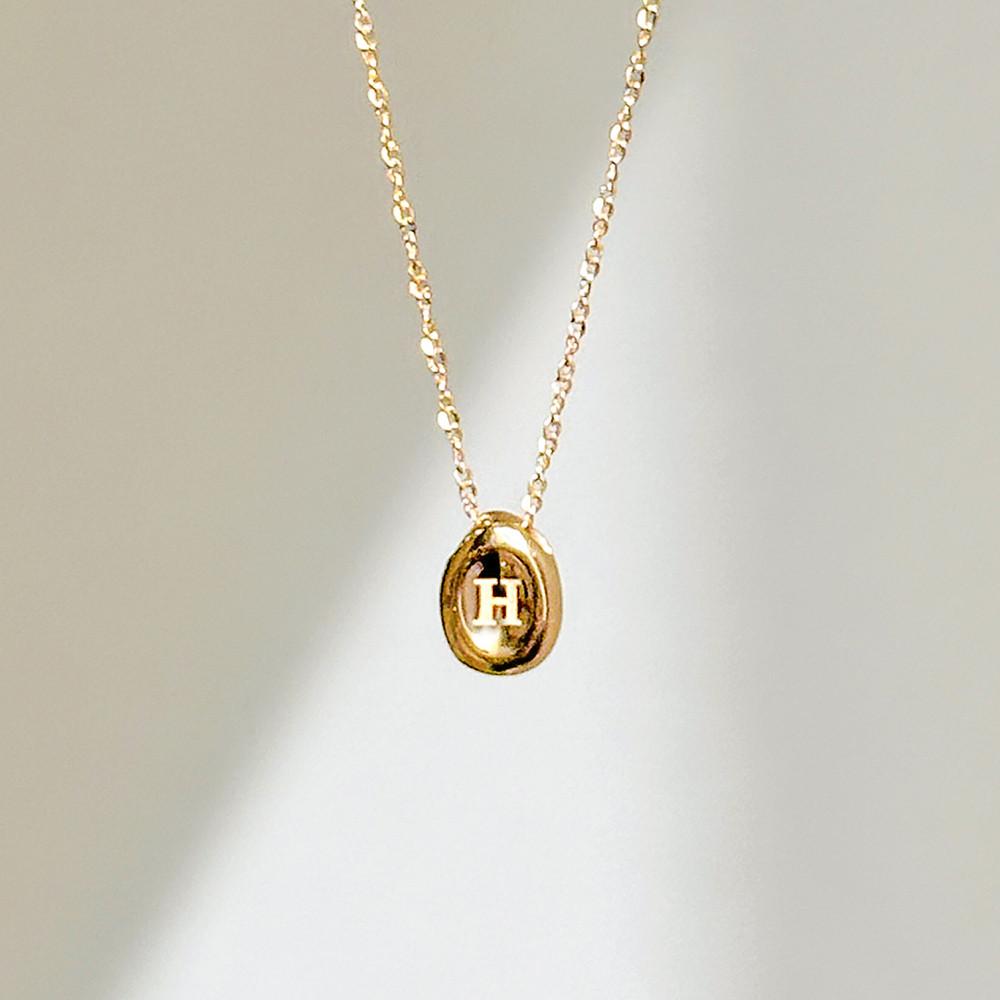 14k 18k 이니셜 각인 물방울 목걸이 기념일 생일 선물