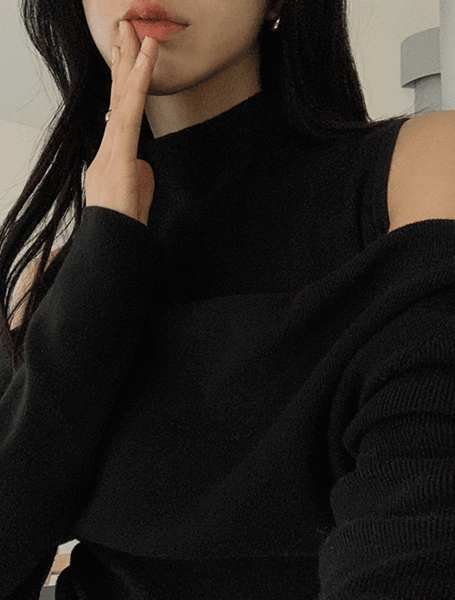 베니토 [여리핏🩰] 세인 어깨트임 폴라 니트 (겨울/데일리/데일리룩/출근룩/데이트룩/연말룩/오프숄더)