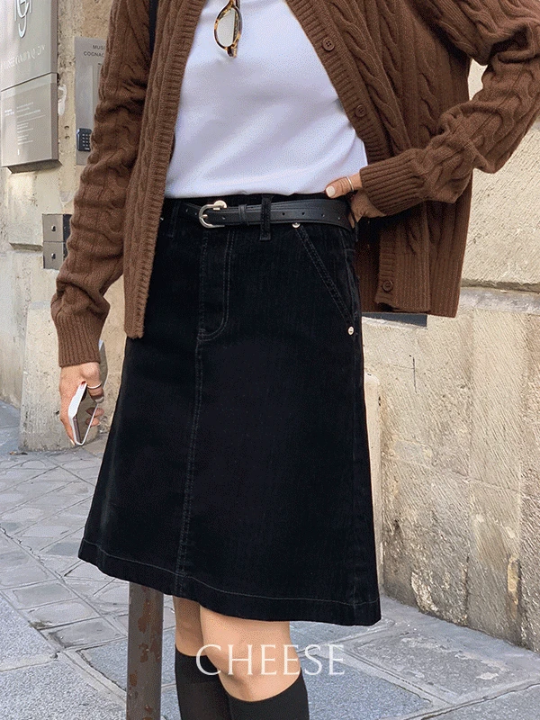 Cheese jean(ver.벨벳 데님스커트)[size:S,M,L]