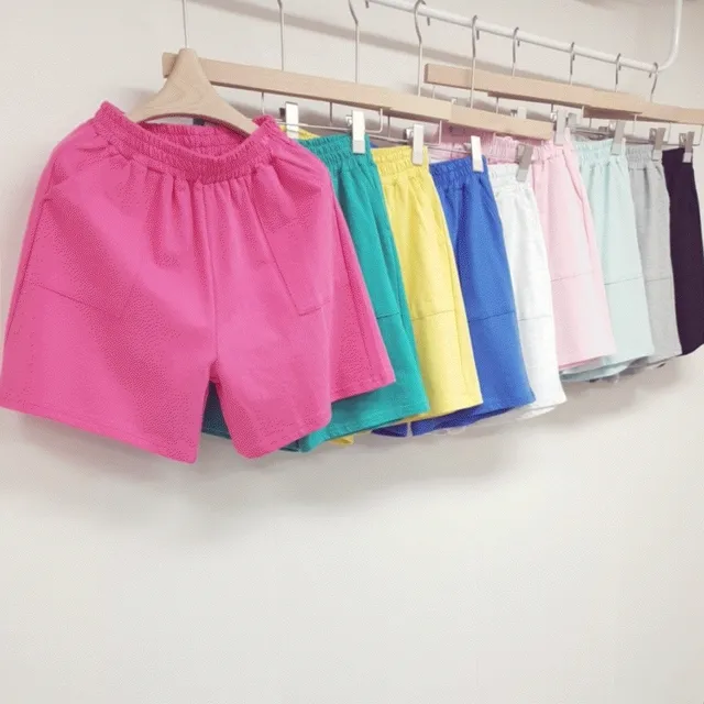 [1+1] 9col  비비드 파스텔 4부 밴딩 반바지