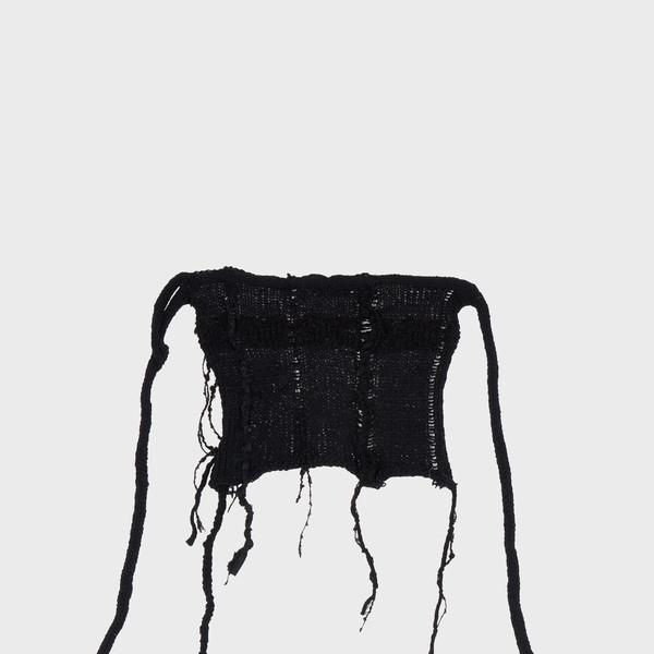 multi texture layering vest in black