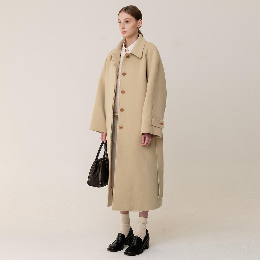 캐시미어 Cashmere Single Overfit Coat (BUTTER,BLACK)