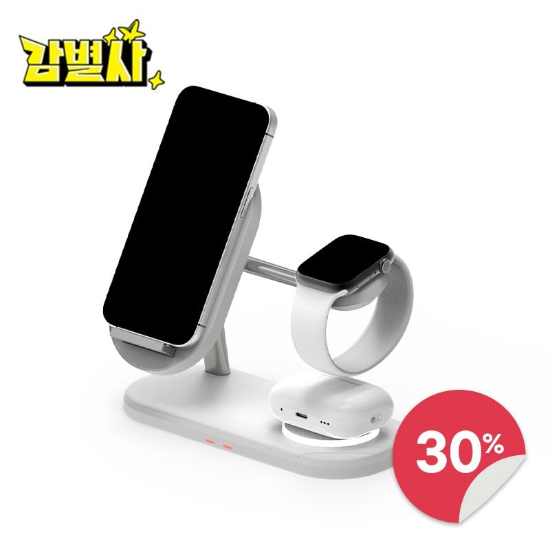 바우아토 아이폰 갤럭시 3in1 듀얼 코일 고속 무선충전기 거치대