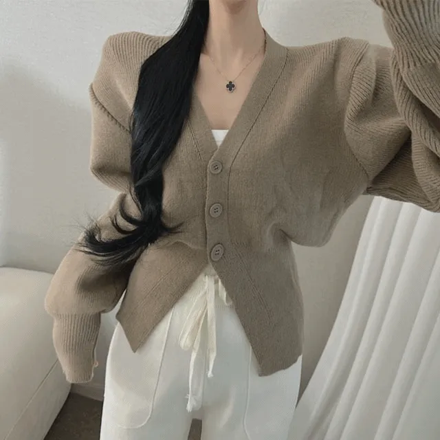 ❤️당일배송❤️브이넥 밑단 트임 시보리 니트 가디건