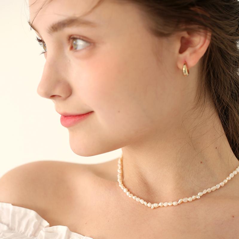 천연 담수 진주목걸이 S