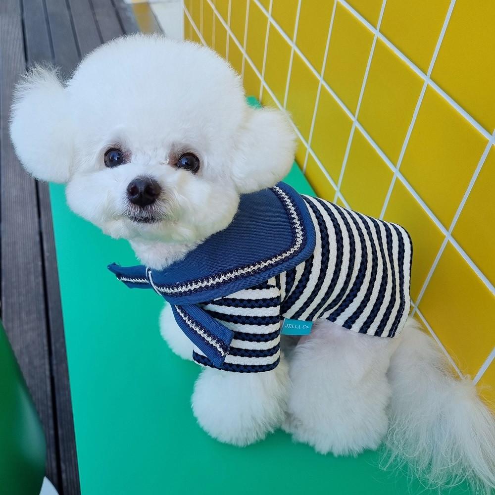 젤라코 체인 스트라이프 세일러 카라 티셔츠(2colors)