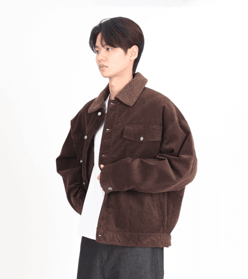 버튼서울(BUTTON SEOUL)  오버사이즈 코듀로이 카라넥 플리스 블루종 점퍼 (다크 브라운) - 사이즈 & 후기 | 무신사