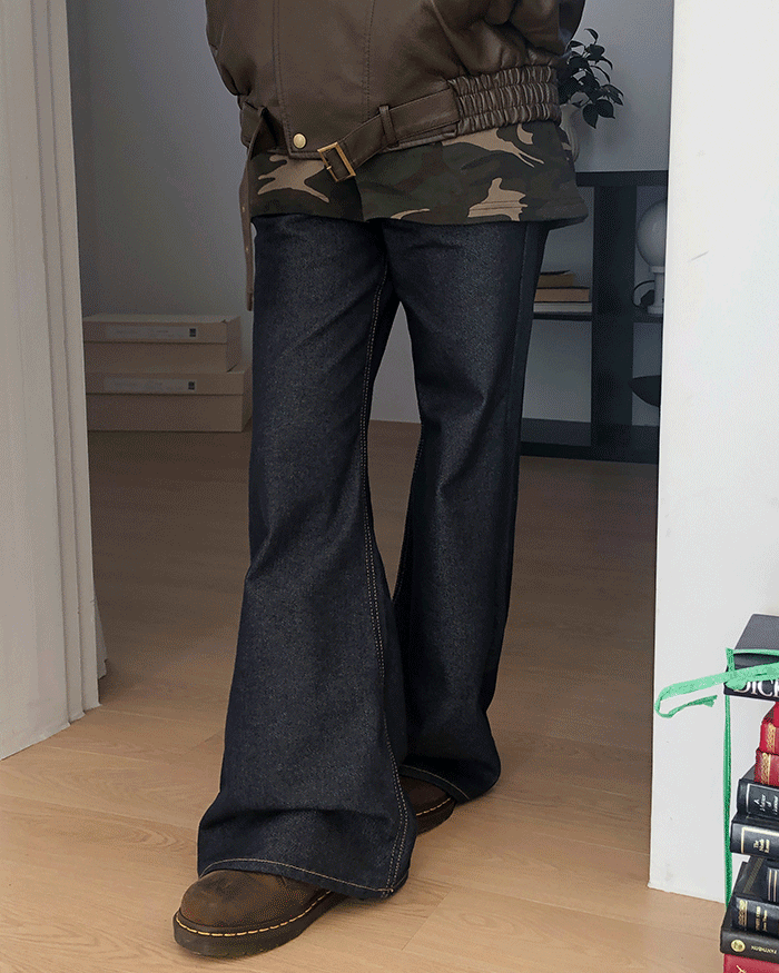 원더원더 [부츠컷/하체커버💙] 쿠인 부츠컷 생지 데님 팬츠