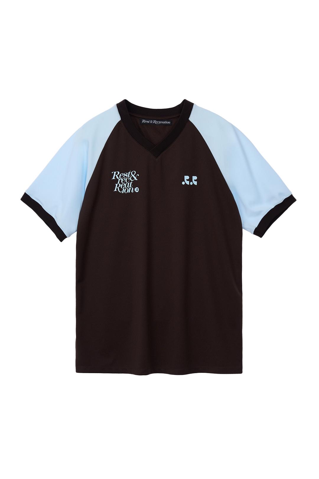 RR V-NECK JERSEY TOP - BROWN