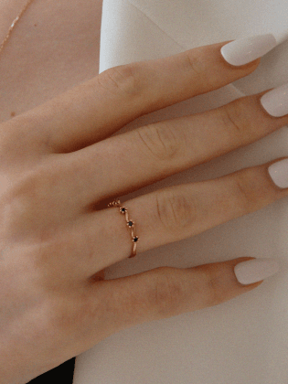 [14K] 웨이브샤인 반지- Black CZ