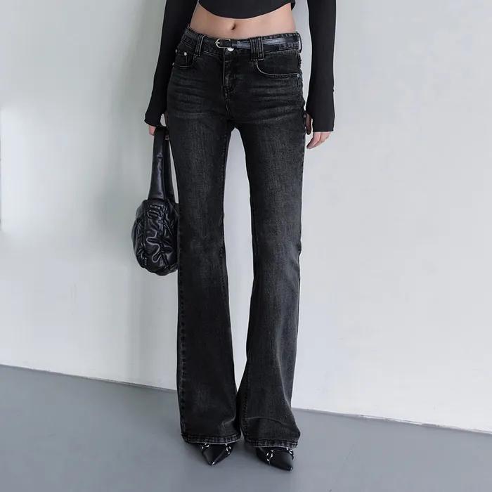 Signature Slim Low Rise Flared Jeans DCWPT006BlackB