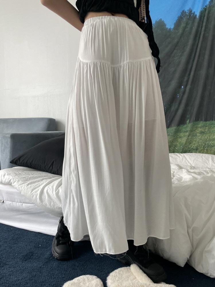 크림 치즈 롱 스커트(3color)