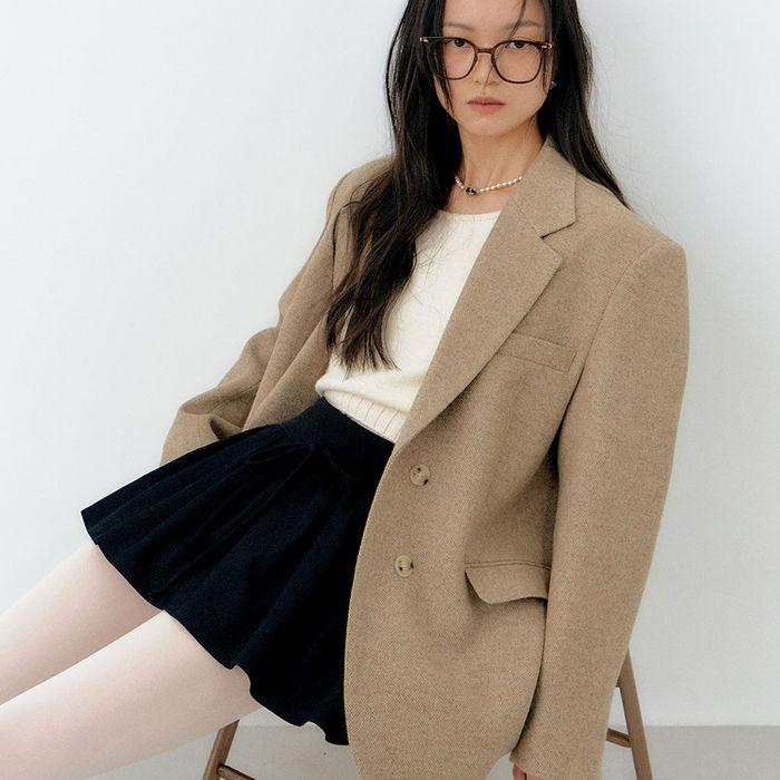 25 Spring_ Beige Homespun Single Blazer