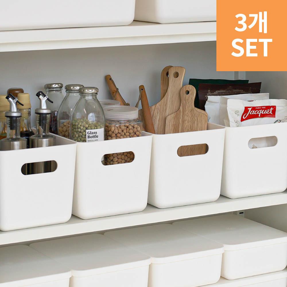 [3세트 할인] 팬트리 수납함 리빙 박스 펜트리 수납 정리 함 다용도 아기 옷 손잡이형 1호 3개세트